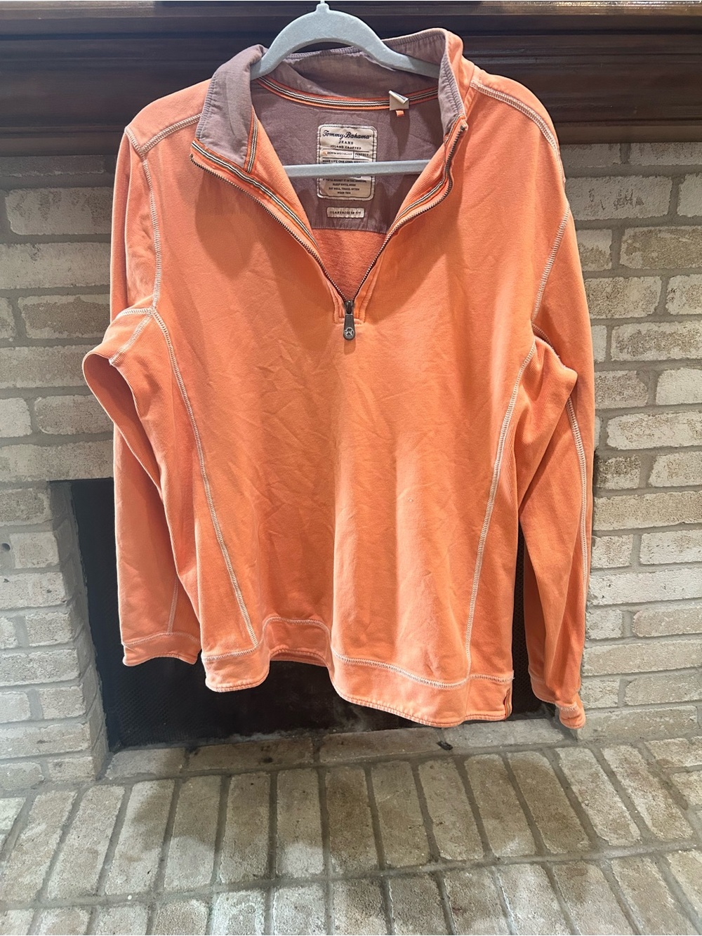 Tommy Bahama Orange Quarter-Zip Pullover EUC